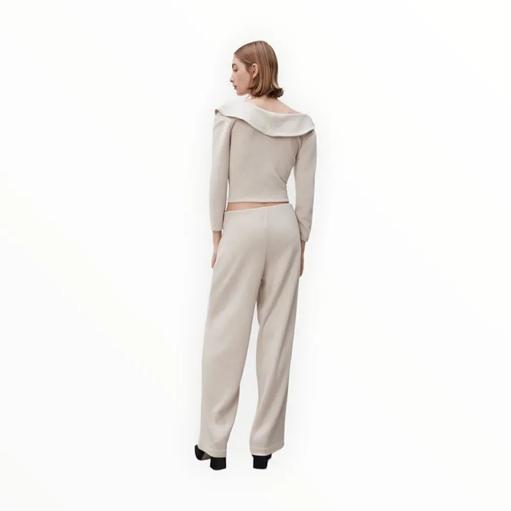 ZARA | Mink | SOFT WIDE LEG PANTS - Picture 8 of 10